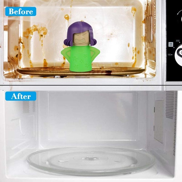 Angry Mama - Limpiador de horno de microondas fácilmente crudo en cuestión de minutos. Limpia y desinfecta con vinagre y agua para regalos de Navidad de cocina (1 pieza-verde)