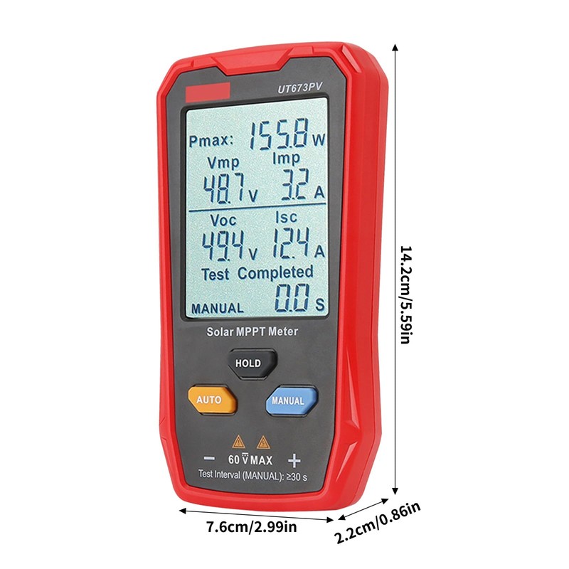 Solar Panel Tester - 800 W Photovoltaic Multimeter with Large