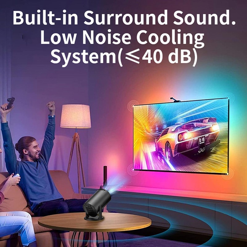 Portable 1080P Mini Projector with Bluetooth and WiFi, 270° Adjustable