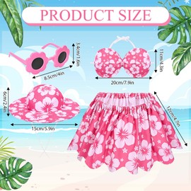 GANSHAYA Bikini Goose Outfit Goose Statue Clothes with Hat Sunglasses Skirt Bikini for Summer Yard Lawn Outdoor Decoration (Rose)