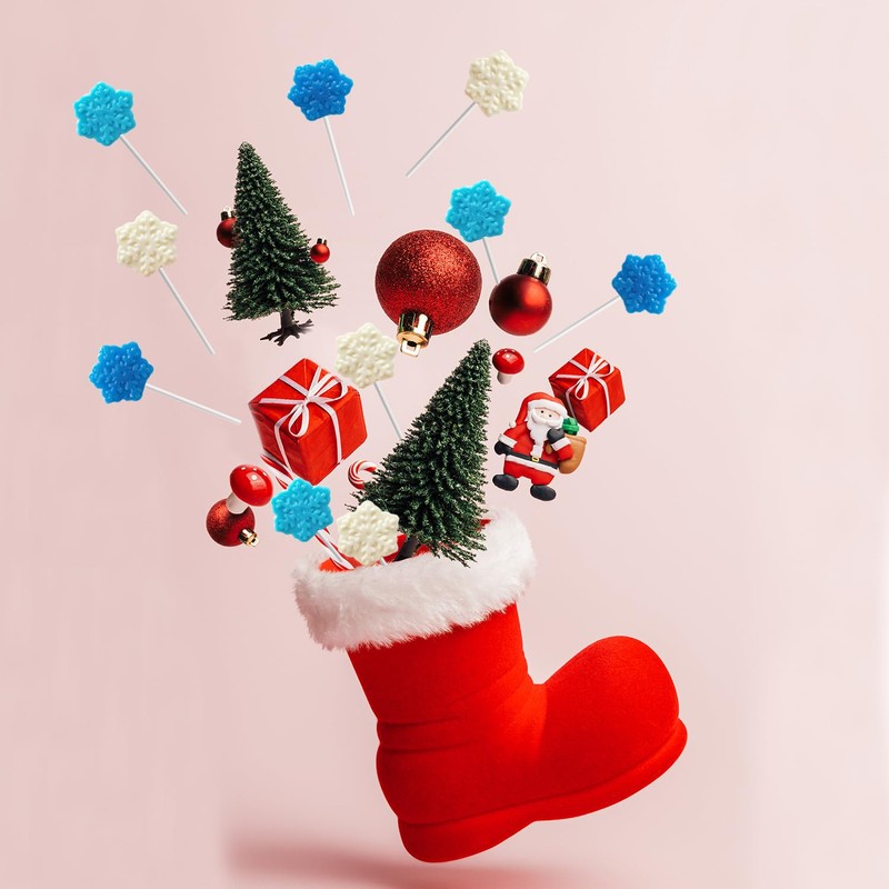 Fruidles Christmas Snowflake Candy Lollipop, Fruit-Flavored Chewables Party Favors 12-Pack