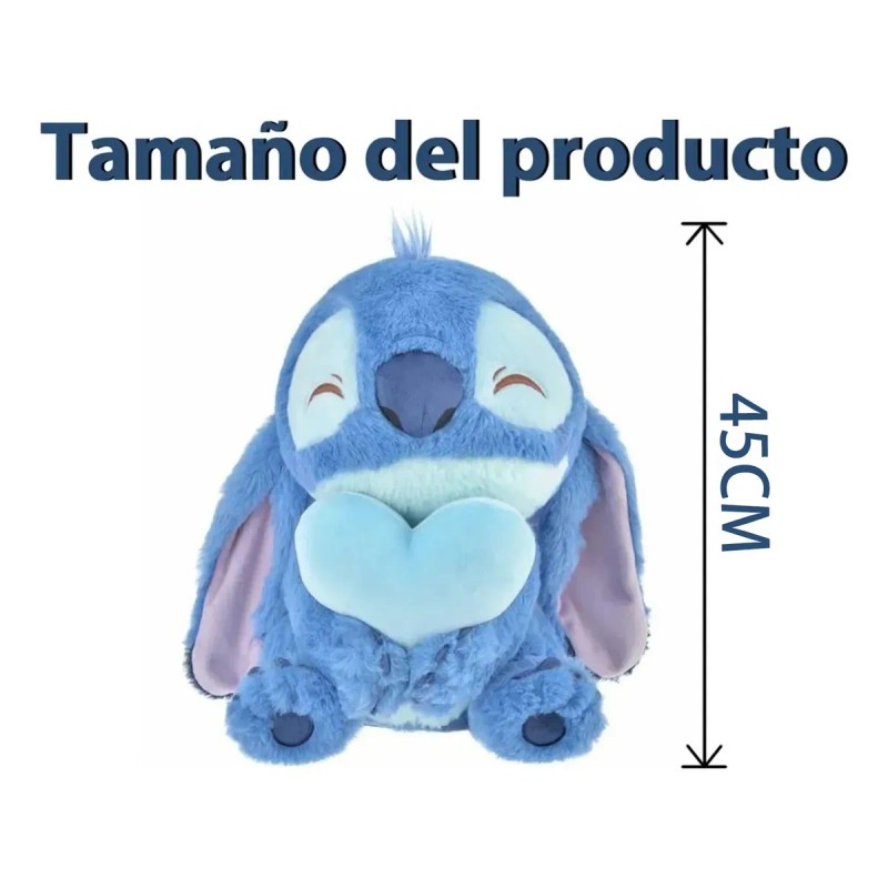 Para Bonito Peluche Stitch Angel Abrazando Corazón 45cm Azul