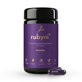 rubyni® Aronia (90 Capsules) • 100% Organic Aronia Berry Extract • 400mg Aronia of which 44mg Polyphenols + 20mg Anthocyanins per Capsule • Black Chokeberry Extract • Organic & Vegan • No Additives