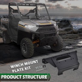 GRAND ORANGE Winch Mount Plate Kit Compatible with Polaris Full Size Ranger 1000 XP 4x4 2018-2023 101480
