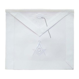 BRICKS MASONS Masonic Master Mason Apron All White, White with Synthetic Material