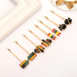 8 Pack Juneteenth Hair Bobby Pins African Hair Clips for Women Black History Month 1865 Black Women Hair Barrettes Juneteenth Hair Accessories Party Favors