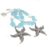 Starfish Curtain Tie Backs with Ocean Blue Sea Glass Beads,