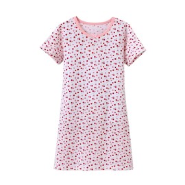 ABClothing Girls Bedtime Dress Cherry Print Short Nightgown Soft Cotton Kids Pajama