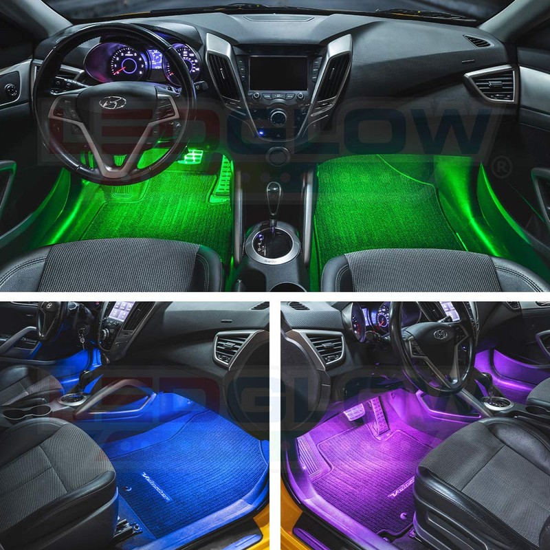 LEDGlow 2pc Multi-Color LED Interior Footwell Underdash Neon Lighting Kit