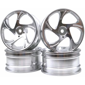 TxxRcss 1/10 RC Drift Tires and Aluminum Wheels Rims Rally Racing Tyres 12mm Hex for 1:10 Scale On Road Touring Street Car Tamiya Traxxas HPI KYOSHO XV02 XV01 TT01 TT02 PTG2 A959 4PCS (Silver)