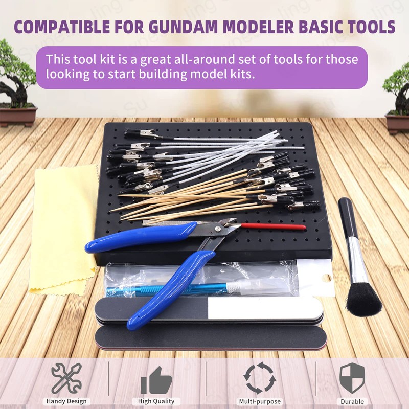 Swpeet 37 Pieces Professional Painting Stand Base Holder and Gundam