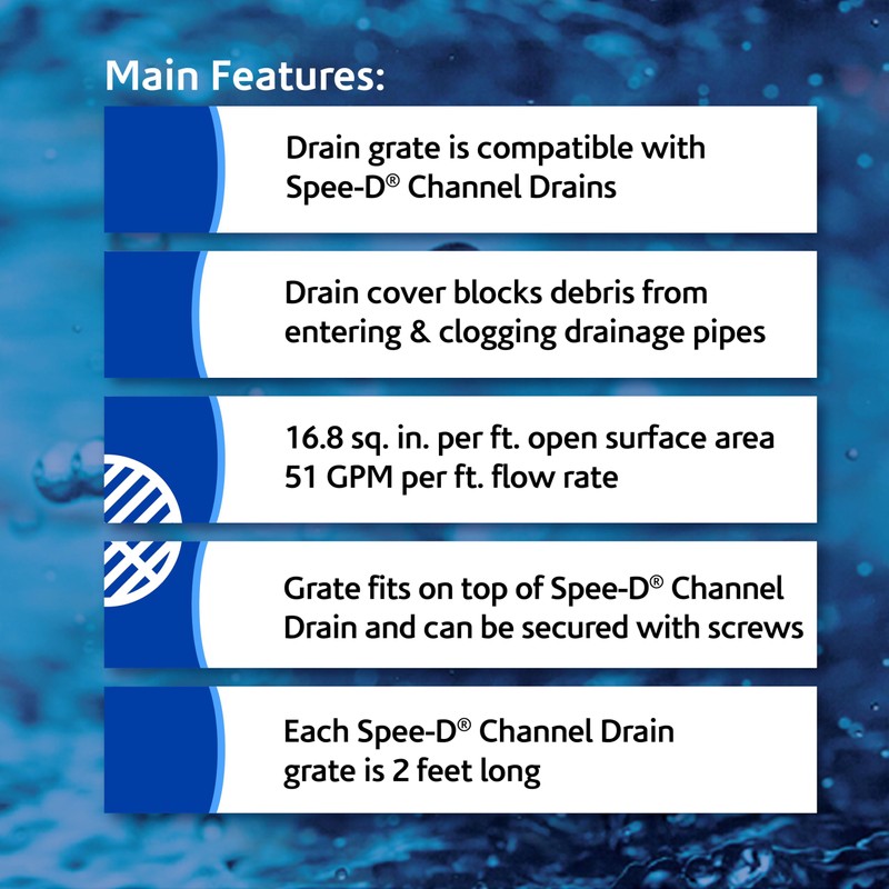 NDS 243-1 Spee-D Channel Drain Grate, 4-1/8-Inch wide X 2-Feet