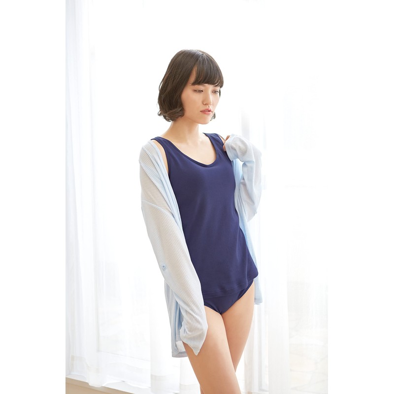 Cervin 100% Cotton Smooth Knit Bra Tank Top Navy LL