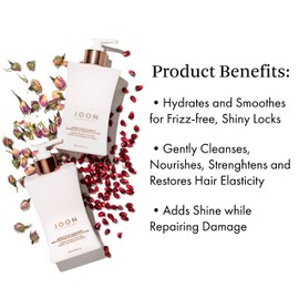 Joon Moisturizing Trio Set | 1.1oz Saffron Hair Elixir, 10.1oz Saffron Rose Shampoo and Conditioner