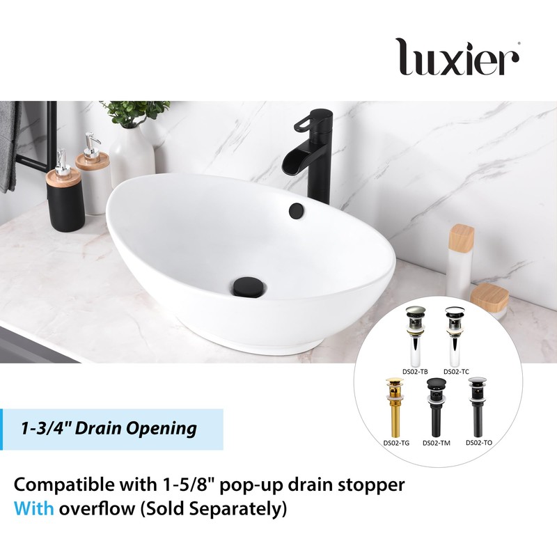 Luxier CS-004 Oval 23 in. Bathroom Ceramic Vessel Sink Art