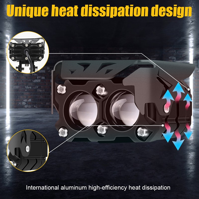 2pcs LED Spotlights 120W 4500LM Yellow White Spot Lamp IP67
