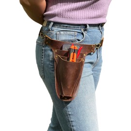 Garden Tool Belt, Handmade Premium Leather with Pouches Pockets Holster for Women & Men, Gardeners, Florists, Electrician, Carpenter, Flower Farmer, Landscaper, Construction (Small Size)