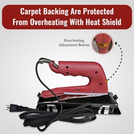 Zimpty ZY377 10in. 800-Watt Carpet Seaming Iron, Carpet Joining Tape - Super Heat Bond Seaming Red Stitch and Seaming Roller Spiked Star Grooming Carpet Pile Roller