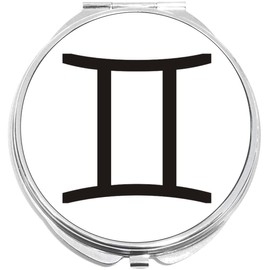 NewCharms Gemini Zodiac Compact with Mirrors - Perfect Pocket and Purse Size Folding Mirror for Applying Make Up Anywhere