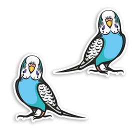 2 x 10cm Cute Blue Budgie Vinyl Stickers - Budgerigar Bird Sticker #70677