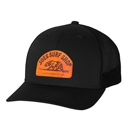 JOES SURF SHOP Surfing Bear Mesh Back Trucker Hat, Moisture-Wicking 100% Polyester Surf Hat, Ideal Surf Hats for Men, Stylish Trucker Hats for Men and Women-All Black