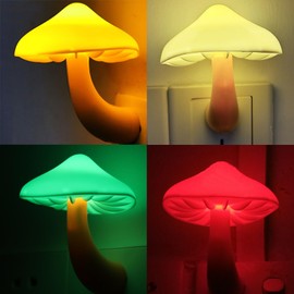 AUSAYE 4 Pack Plug in Night Light, Mushroom Light LED Nightlights for Kids, Adults, Bedroom, Bathroom,Hallway, Stairs, Kitchen Muti-Color