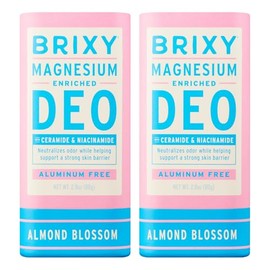 BRIXY Magnesium Deodorant, Effective Odor Control With Ceramide & Niacinamide For Skin Health, Aluminum Free, Baking Soda Free, Sensitive Skin Deodorant, Vegan, Plastic Free (2 pack, Almond Blossom)