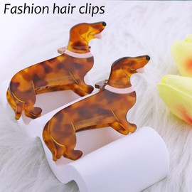 2 Pcs Dachshund Dog Hair Clips for Women - Acetate Non-Slip Claw Clips, Cute Pet Lover Gifts for Christmas & Birthday, Stylish Hair Accessories for Straight/Curly Hair