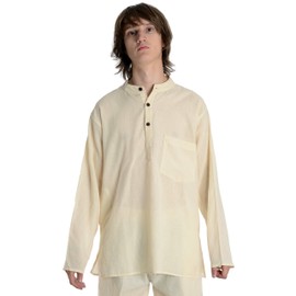 HEMAD Shirt - Collarless Cotton Kurta unicoloured – beige - XXXL