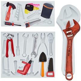 3 Pieces Hand Tools Silicone Mold Construction Tools Fondant Silicone Molds Set 3D Sugar Chocolate Molds Mini Hand Tools Silicone Cupcake Fondant Cookie Decorating Mold Desserts Cupcake Decoration