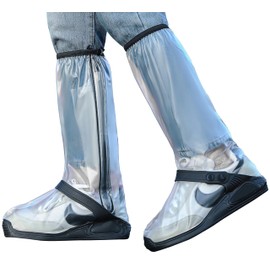 Rain Shoe Covers | Waterproof Shoe Covers for Men Women | Reusable Galoshes Overshoes (Clear, Large)