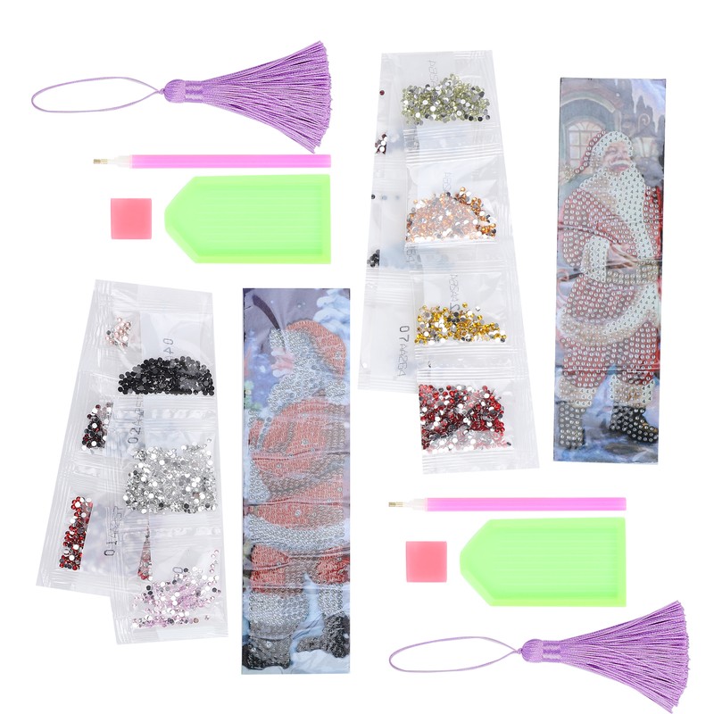 2 Set Diamond Bookmarks 5D DIY Painting Crystal Embroidery Tassel