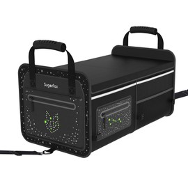 SugarFox 63L Car Trunk Organizer for SUVs & Small/Midsize Cars - Fluorescent Design, Waterproof, Collapsible with Adjustable Straps (Black-M004)
