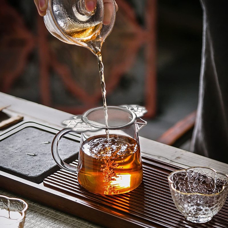 Tighall 1 Set Silver Stainless Steel Tea Strainer with Drip