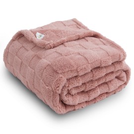 NEWCOSPLAY Super Soft Throw Blanket Pink Premium Silky Flannel Fleece 3D Checkered Lightweight Bed Blanket All Season Use (Pink, Throw(50"x70"))