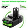 Upgraded 2Packs 3800mAh P107 Battery Compatible with Ryobi 18V Battery