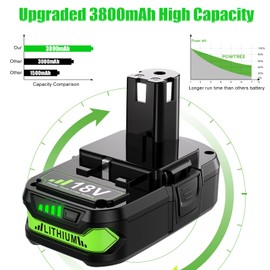 Upgraded 2Packs 3800mAh P107 Battery Compatible with Ryobi 18V Battery ONE+ P102 P103 P105 P107 P108 P109 Cordless for one Plus Tool System