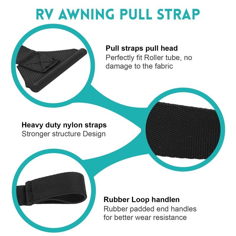 RV Awning Pull Straps 96" with Welding Polycord Technology, Universal
