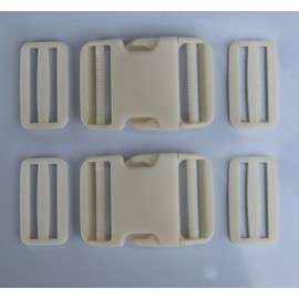 Buckle for 2" Strap, Quick Side Release Buckles for 2inch/50mm Nylon Webbing Straps 2Set Dual Adjustable Clips Snaps Heavy Duty Plastic Replacement for Backpack Pack Belt Dog Collars White