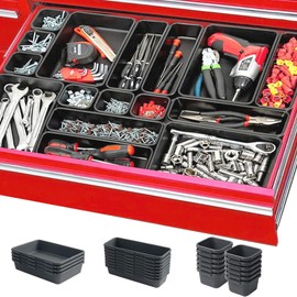 AUTOHJ 50 Packs Tool Box Organizer Tray Divider Set, Desk Drawer Organizer, Garage Organization and Storage Tool Box Accessories for Rolling Tool Chest Screw Cart Cabinet Workbench Small Hardware