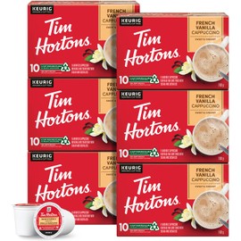 Tim Hortons French Vanilla Cappuccino Flavoured Coffee, Single Serve Keurig K-Cup Pods, 60 Count