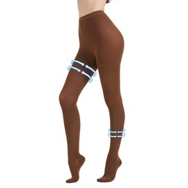 MGANG Medical Compression Pantyhose for Women & Men, Closed Toe, Opaque, Waist High Compression Circulation Leggings, 15-20 mmHg Firm Support Compression Hose for Varicose Veins, Edema, DVT, Brown XL