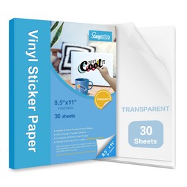 Stampcolour 30 Sheets Clear Printable Sticker Paper for Inkjet Printer, 8.5x11 Vinyl Transparent Sticker Paper, Dries Quickly Vivid Colors Decal Paper,Tear Resistant for DIY Stickers & Decals