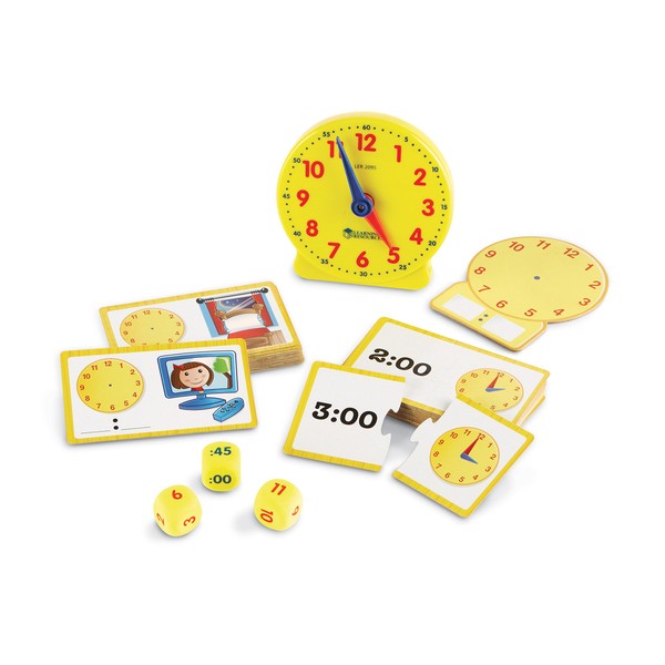 Learning Resources Time Activity Set, Homeschool, Analog Clock, Tactile Learning, 41 Pieces, Ages 5+