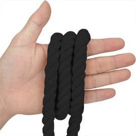 Cotton Rope 6mm x 30m Soft Cotton Rope Black 6mm Long Rope for All Purposes Craft Wall Hanging Knitting Gardening Decoration Packaging Tying