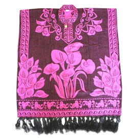 Del Mex Hand Woven Mexican Shawl Poncho Gaban Calla Lily Bouquet Alcatraz Flor (Pink)