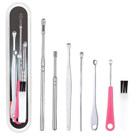 Lumbor37 Kit de Eliminación de Cera Oído, Herramienta para Limpieza de Oído, Cureta de Oreja con Cepillo de Limpieza y Caja (7 Pcs)