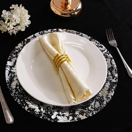 Snowkingdom Silver Disposable Placemats Set of 12 Foil Mesh 13 Inch Silver Round Pressed Table Mates 12 Pack Silver Doilies for Dining Table Wedding Birthday Party Holiday Home Decoration