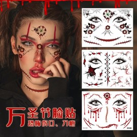RM New Cross-border Halloween Scary Bloody Face Tattoo Makeup by Licaron 158*158mm/RM-041 50ea