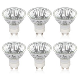 Simba Lighting Halogen GU10 35W Spotlight 120V MR16 with Glass Cover (6 Pack) Dimmable for NP5 Candle Warmer, Accent, Recessed, Track Lighting, Twist-N-Lock Base, Warm White 2700K